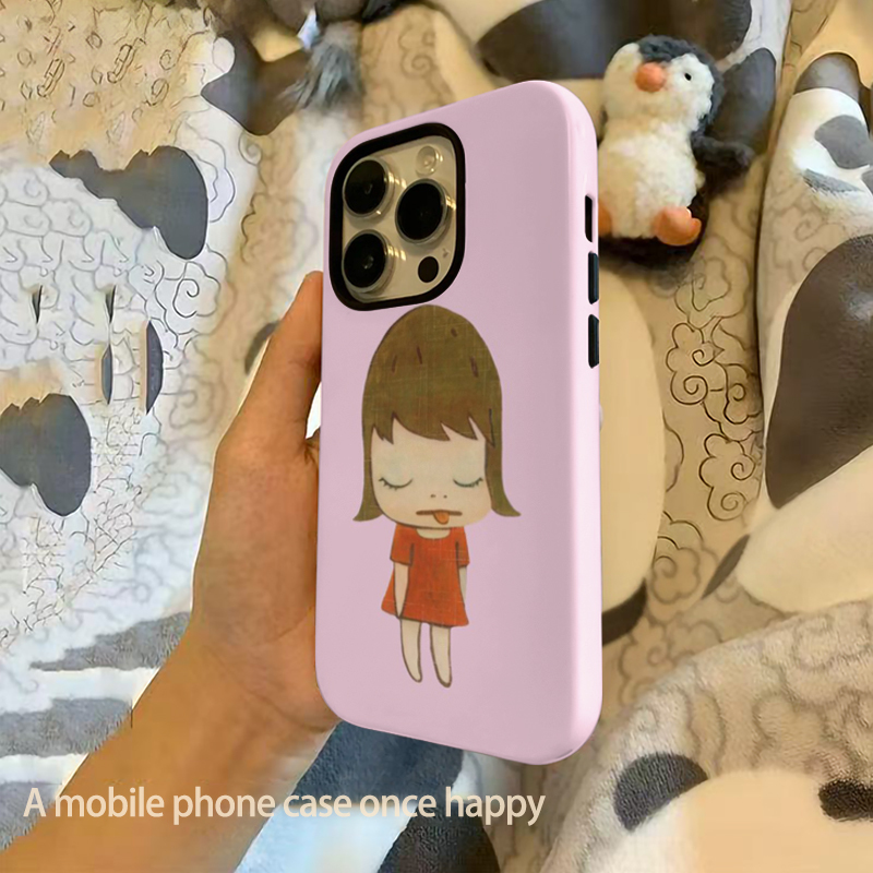 Nara Yoshitomo Meditation-Themed Phone Case for Apple 17 Pro Max, iPhone 16 Pro, Film-Style iPhone 15, Two-In-One, High-End Feel for iPhone 14, New Model for iPhone 13, Trendy for Women, Cartoon for iPhone 12, Shockproof for iPhone 11, Xr, 7/8 Plus
