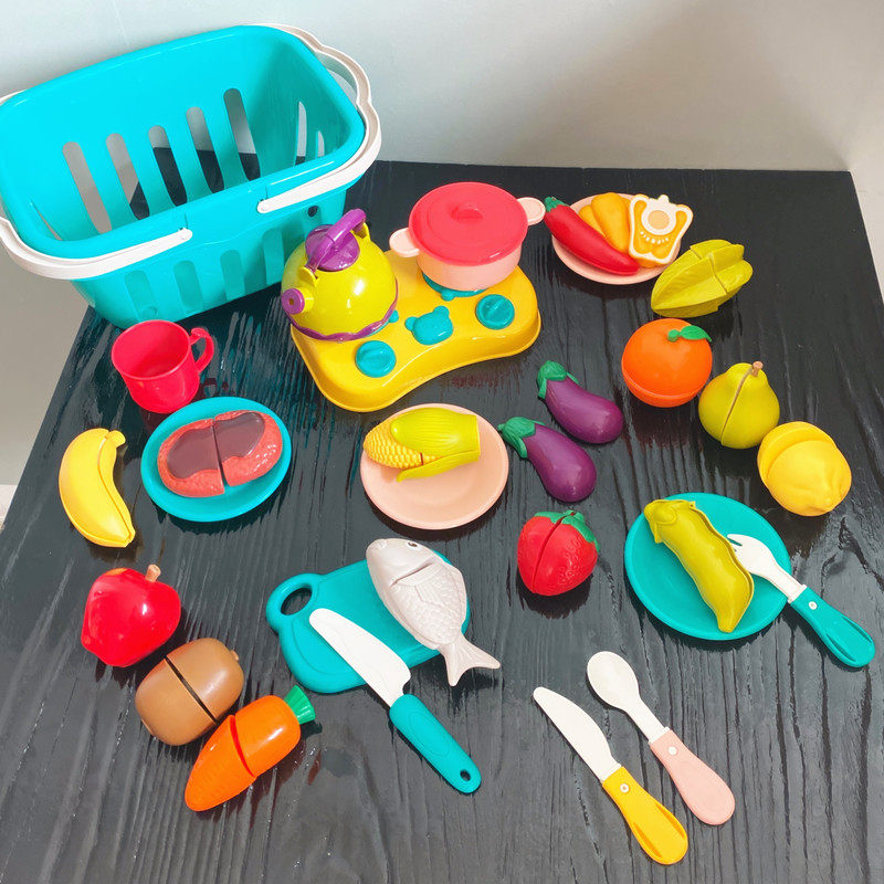 Bainsch Kids Home Toy Baby Fruits & Vegetables Chechere Velcro Patch Boys & Girls Over Home Kitchen Set