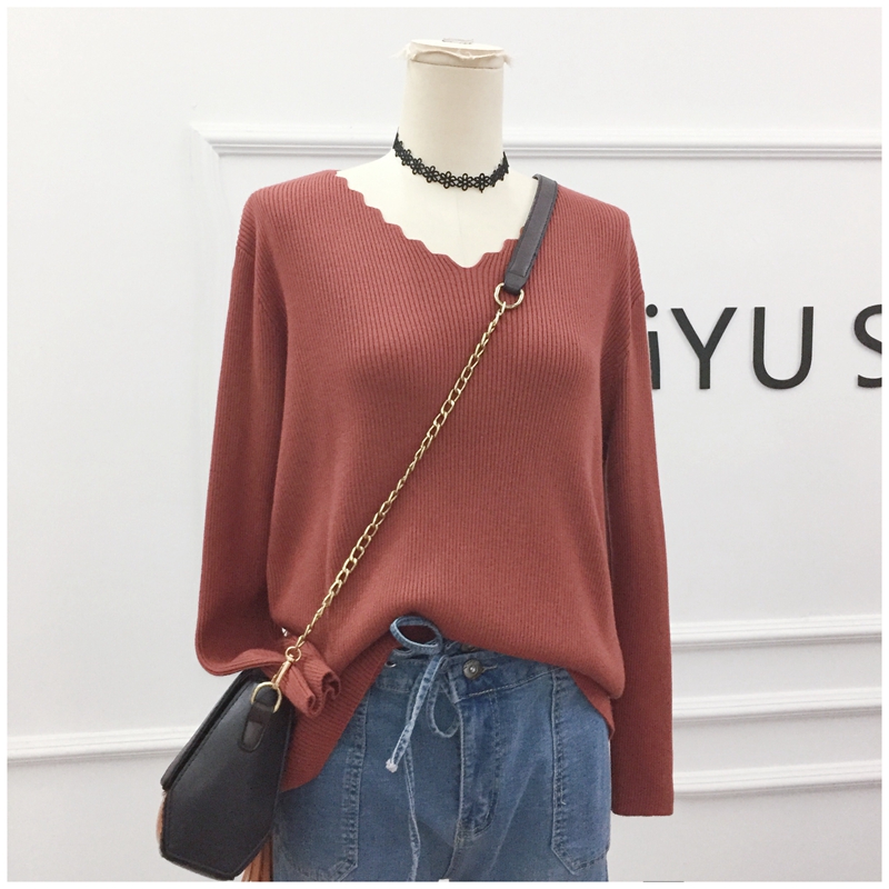 Fat MM Autumn Winter Dress V Collar Gfatter Overweight in Korean version with thin knitted undershirt blouse 200 catwoman