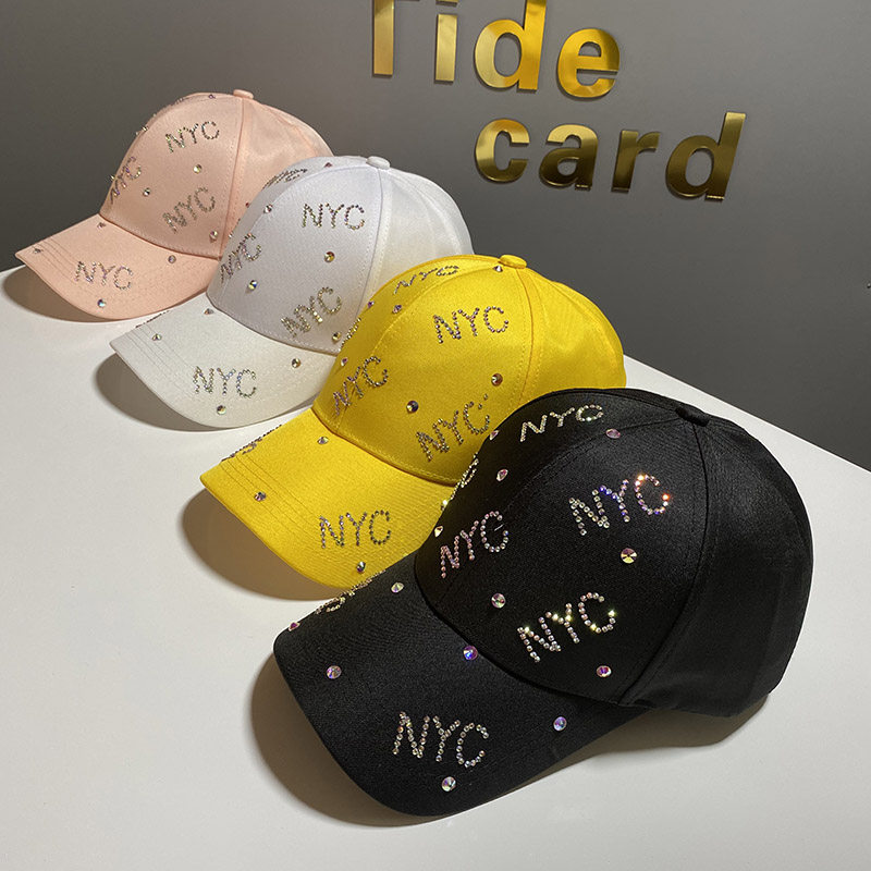 网红同款NYC水钻棒球帽女逛街时尚鸭舌帽旅游百搭防晒遮阳帽子男详情图7