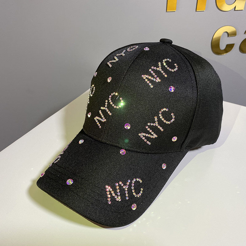 网红同款NYC水钻棒球帽女逛街时尚鸭舌帽旅游百搭防晒遮阳帽子男详情图8