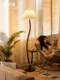 Medieval-Style Living Room Floor Lamp with Integrated Shelf, Retro Pleated Sofa Side Ambient Light, Creative Bedroom Floor Lamp