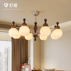 French Mid-Century Style Living Room Chandelier 2025 New Model Hall Main Light American Retro Solid Wood High-End Dining Room Lighting Fixtures