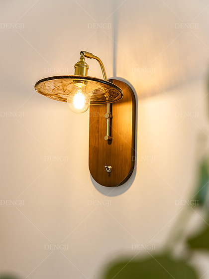 Lamp Ji Solid Wood Vintage Wall Lamp Wabi-Sabi Style Guesthouse Hallway Atmosphere Living Room Retro Bedroom Bedside Decorative Lighting Fixture