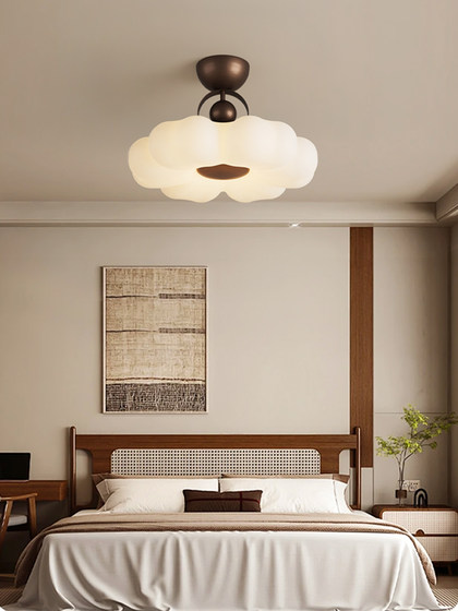 French mid-century style master bedroom ceiling lamp high-end cream internet celebrity modern simple full spectrum room eye protection lamp