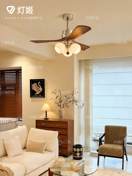 French-Style Vintage Living Room Fan Light 2026 New American Retro Designer Floral Dining Room Bedroom Electric Ceiling Fan Light