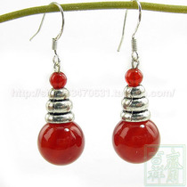 Natural a Cargo Red Agate Earrings Tibetan Silver Vintage Ethnic 925 Silver Hook Jade Earrings Long earrings Women