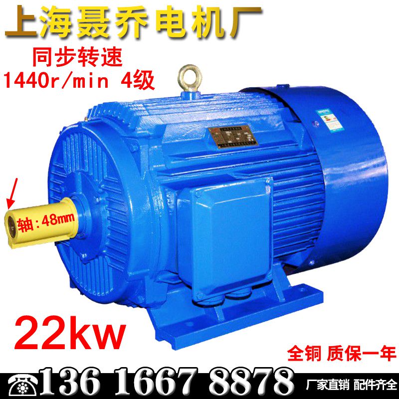 Three-phase asynchronous motor YE2 series motor New copper national standard Y180L-4 pole 22KW KW motor 380v