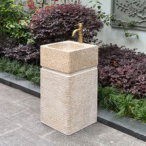 Courtyard stone washbasin integrated outdoor floor-standing washbasin light luxury stone column basin outdoor pool home