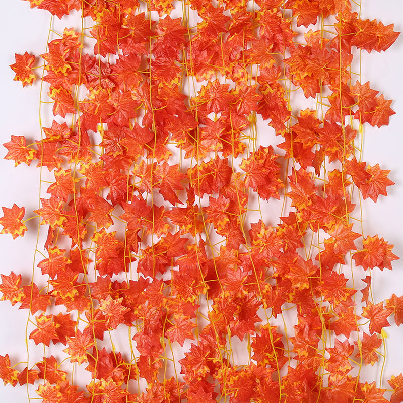 Dress up the heating channel gold kudzu mall flower rattan green leaf milk tea shop fruit shop hanging rattan simulation red maple rattan