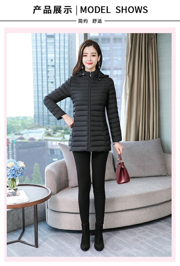 Áo chống mưa cho nữ dài phần mùa đông mới xuống đệm bông Phiên bản Hàn Quốc cỡ lớn Áo mỏng mỏng cho mẹ tải áo khoác mỏng cho phụ nữ trung niên