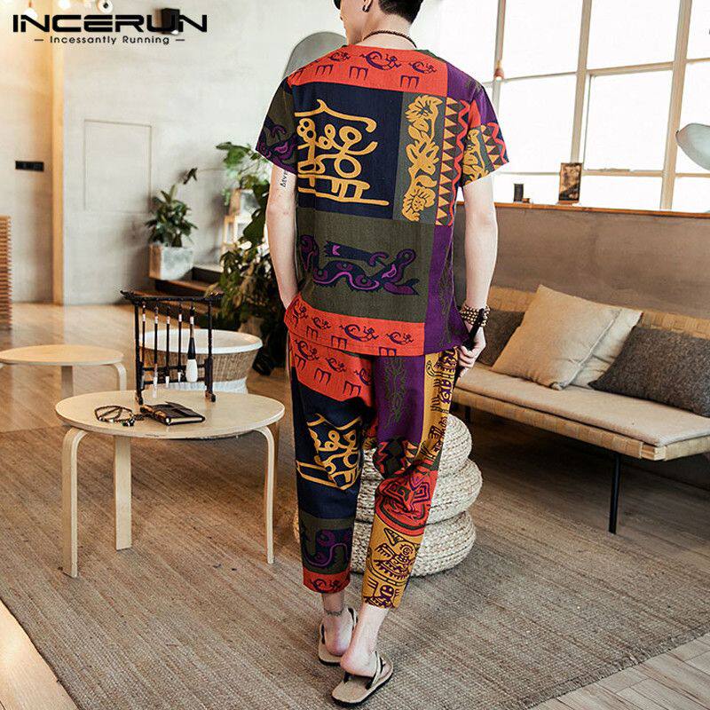 Спортивный костюм для отдыха 加肥加大休闲长裤 街头风格男装冬季七分袖休闲裤 2件套 loose men clothes OTHER