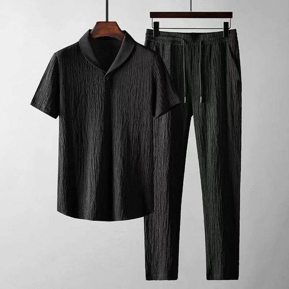 Мода Set en business short sleeve shirts long pants set male clothing