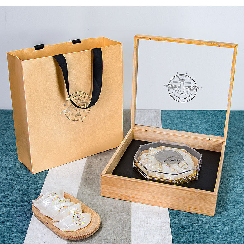 Птичье гнездо пакет 燕窝盒子木盒透明内盒100克半斤装八角通用企业定制竹盒包装礼盒