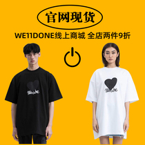 (Official website spot) we11done 21SS black love peach pattern printing loose short-sleeved mens T-shirt women
