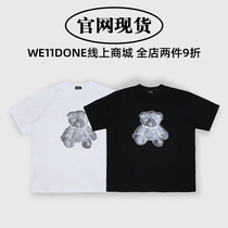 (Official website spot) we11done summer 3M reflective pearl necklace Teddy Bear short-sleeved mens T-shirt women