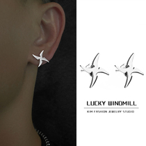 Dart earrings Shuriken personality single trendy titanium steel street personality temperament anime earrings 2021 new trend