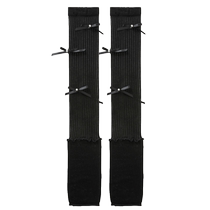 Moxiu Pearl Bow Sock Covers Womens Pile Socks Spring and Autumn Y2K Hot Girl Sweet Cool Black Leg Cover Ballet Style Socks