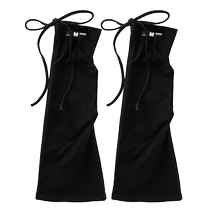 Moxiu black socks for women autumn and winter pile socks drawstring straps hot girl leg covers y2k horn wide leg loose socks