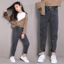 Girls jeans 2020 Autumn-style CUHK Girl Han version Body Pants Kid Spring Autumn Casual Long Pants Children Outwear