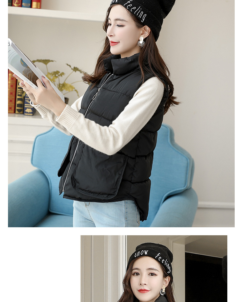 Áo vest cotton nữ mùa thu đông 2018 mới tay áo cotton vai đứng vest ngắn vest cotton thoi trang cong so