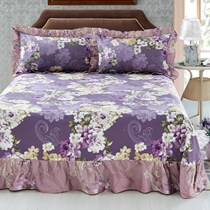 Cotton Korean style pastoral lace lace purple small floral list double sheets cotton 2 meters bed single piece