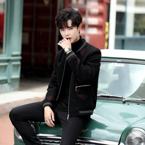 Autumn woolen coat mens short woolen coat slim Korean trend woolen jacket mens half high collar baseball uniform
