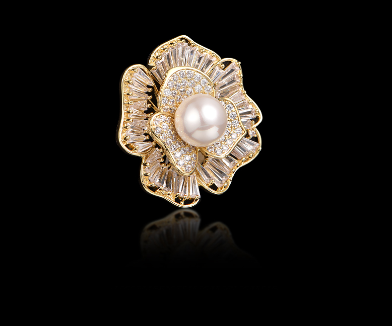 Lan Ying Gong tòa Camellia pha lê trâm thời trang pin lụa khăn khóa nữ trâm đôi áo len chuỗi quà tặng sinh nhật - Trâm cài huy hiệu cài áo dễ thương