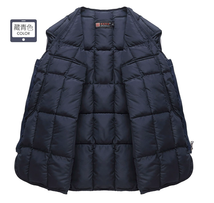 Mùa thu và mùa đông mới trung và già xuống cotton vest nam nhiều túi áo ấm cha tải kích thước lớn ngoài trời ao ba lo nam