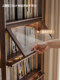 Dust-Proof Bookcase with Glass Door Display Cabinet Storage Cabinet Living Room American-Style Solid Wood Bookshelf with Door Storage Floor Cabinet