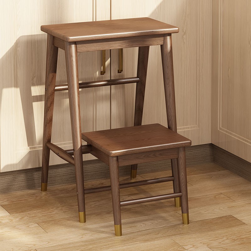 Solid Wood Foldable Ladder Bench Home Den High Stool Dual-use Ladder Stairs Chairs Wooden Bench High Foot Changing Shoes Stool-Taobao