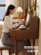Solid Wood Flip-Top Dressing Table with Hidden Mirror, Small Vintage Bedroom Vanity Desk, Bedside Table, Integrated Dressing Table