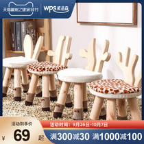 Childrens stool solid wood back chair creative cartoon animal non-slip bench kindergarten dining stool baby stool low stool
