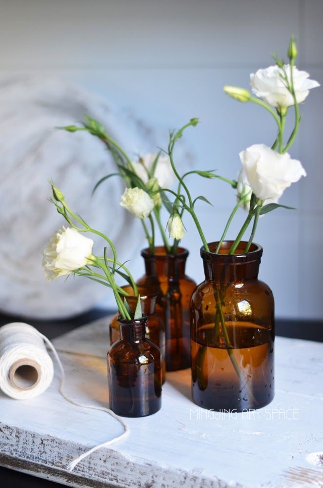 ins Nordic wind tea colour glass vase English small brown bottle home flower vases hydroponic vase tabletop pendulum pieces