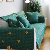 Rain Flower Nordic Cactus Light Lavish Green Full Cotton Sofa Cushion Non-slip All Season Universal Sofa Towels Customised