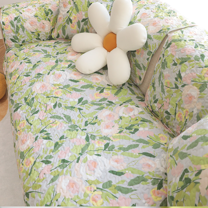 Rain Flower 2022 New Pint Small Clear New Crushed Flowers Pure Cotton Sofa Cushion Non-slip All Season Universal Sofa Towels Cushion