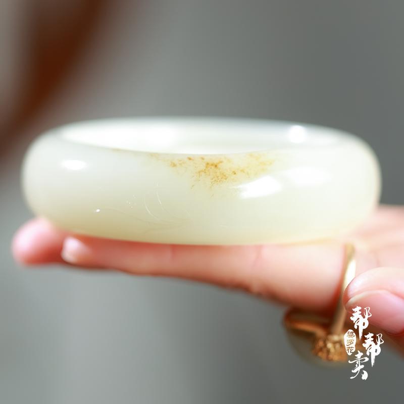 [Classic Collection] Customer Referral Xinjiang Hetian Jade Seed Material Bracelet 58mm Wide Jade Bangle