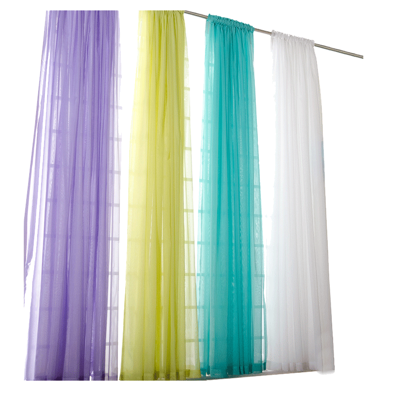 Nordic fresh light blue purple curtains Simple modern living room