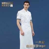 Белая футболка, фартук, короткий рукав