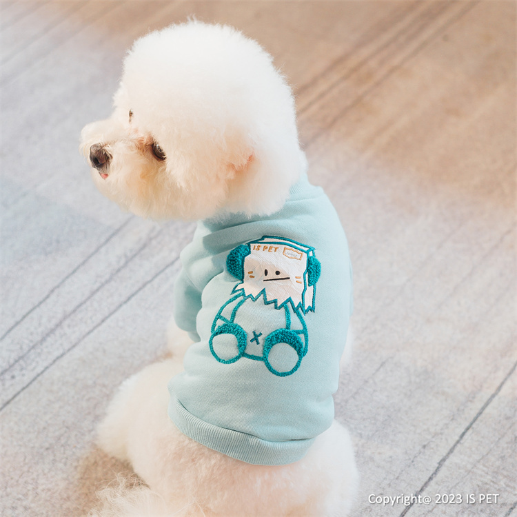 Ispet Pet Cat and Dog Clothes Cute Guess-And-Guess Sweatshirt with Plush Lining Patch Embroidery and Towel Embroidery Hd0068