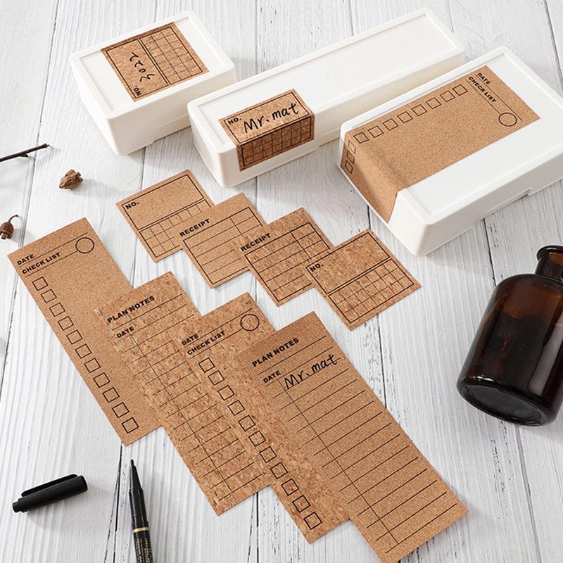 Cork sticky note stickers wooden label paper handwritten can be pasted date stickers waterproof mark stickers hand account office note stickers