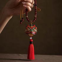 Lion awakening car pendant car pendant cinnabar brass enamel color rearview mirror car creative personalized mens and womens pendant