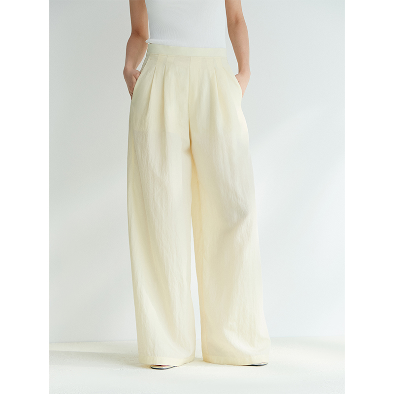 Pinpinplus |'Minimalist' Vertical Loose Straight-Leg Side Zipper Trousers