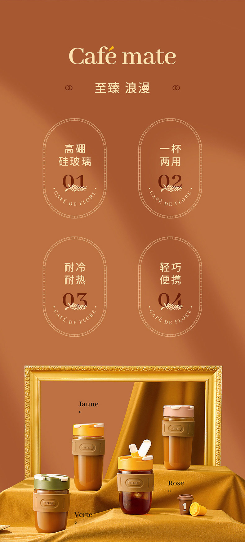 物生物 咖啡杯玻璃杯带盖吸管茶杯 图2