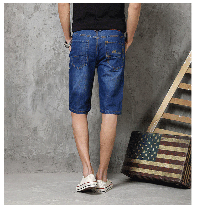 Phần mỏng quần jean giản dị ống túm lỏng lẻo 5 điểm quần người đàn ông quần short denim nam giới mùa hè năm điểm bảy điểm quần