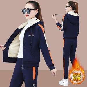 加厚加绒运动套装女秋冬卫衣休闲服两件套