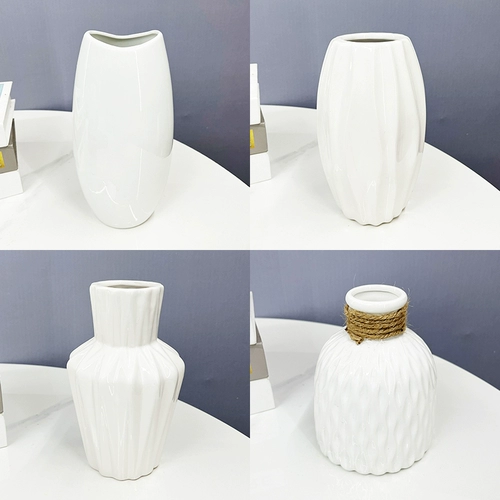 Простая белая керамическая ваза, цветочная композиция, скандинавский современный креативный дом, гостиная, обеденный стол, композиция из сухих цветов, украшение, украшение