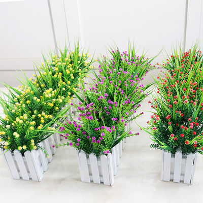 仿真植物假花满天星木栅栏盆栽景