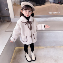 Thick solid Korean girl 2021 autumn winter lamb wool jacket rabbit plush dolls collar gush thickened cotton clothes baby