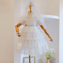 Girls dress summer dress 2022 new foreign style childrens princess fluffy yarn skirt baby birthday high-end dress
